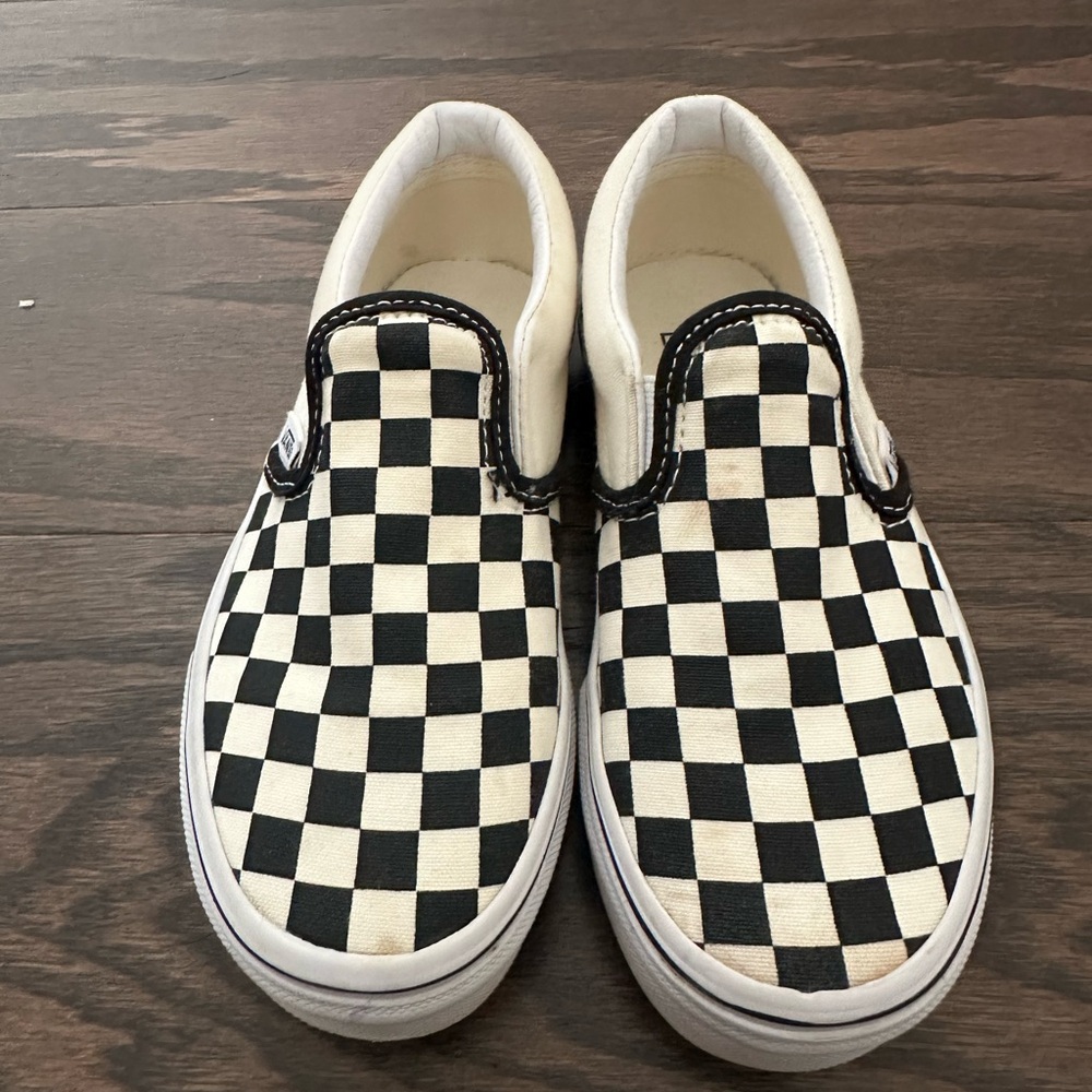 Vans Kids Checkered Slip-On Shoes - Black and White